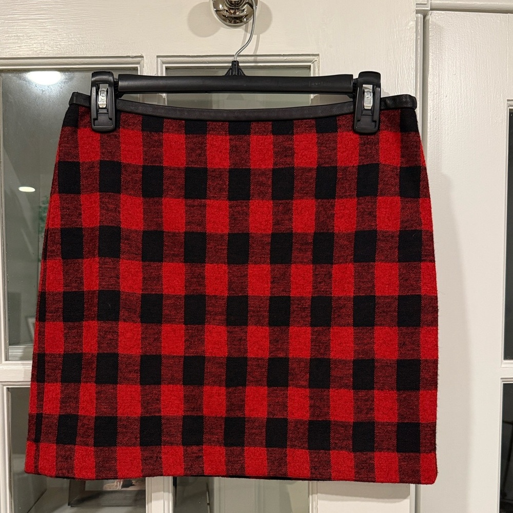 Madewell Preppy Red and Black Checkered Mini Skirt